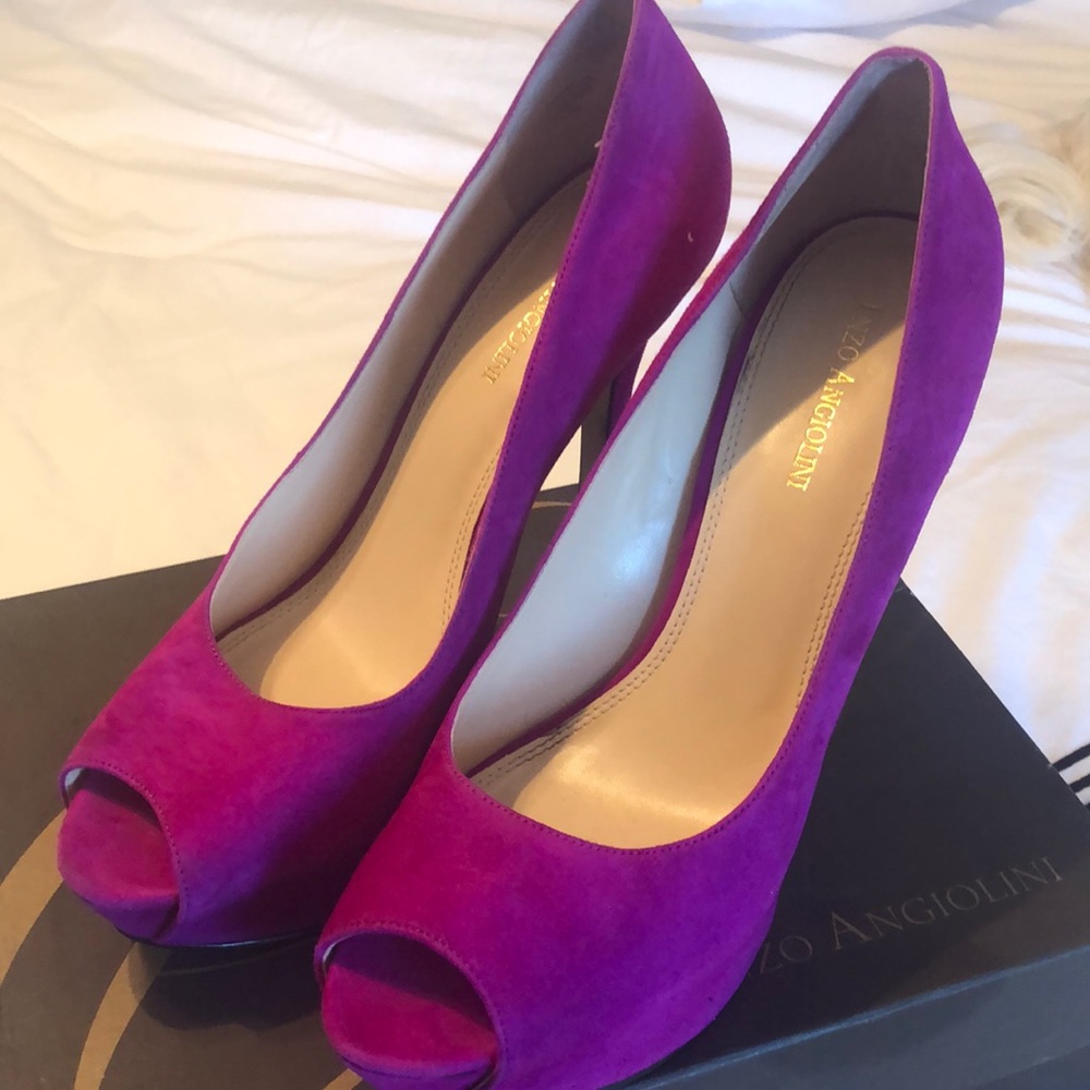 Enzo Angiolini Eatanen Dark Pink Suede Pumps